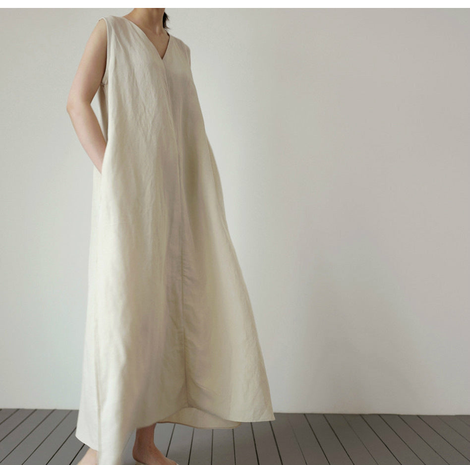 Women Linen Sleeveless Long Cozy Dresses