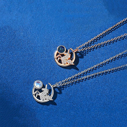 Unicorn Design Coloured Glaze Sterling Sliver Necklaces-JEWELRYSHEOWN