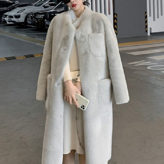 Winter Soft Warm Artificial Fur Long Overcoats for Women