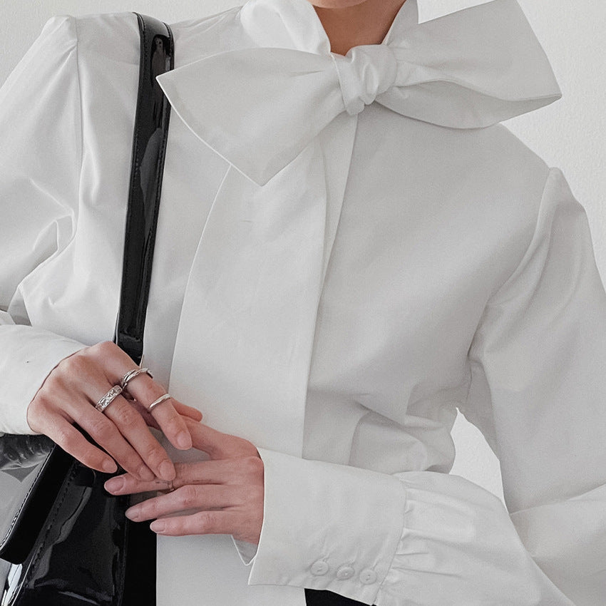 Designed Fashion White Women Long Sleeves Shirts-Shirts & Tops-Free Shipping at meselling99