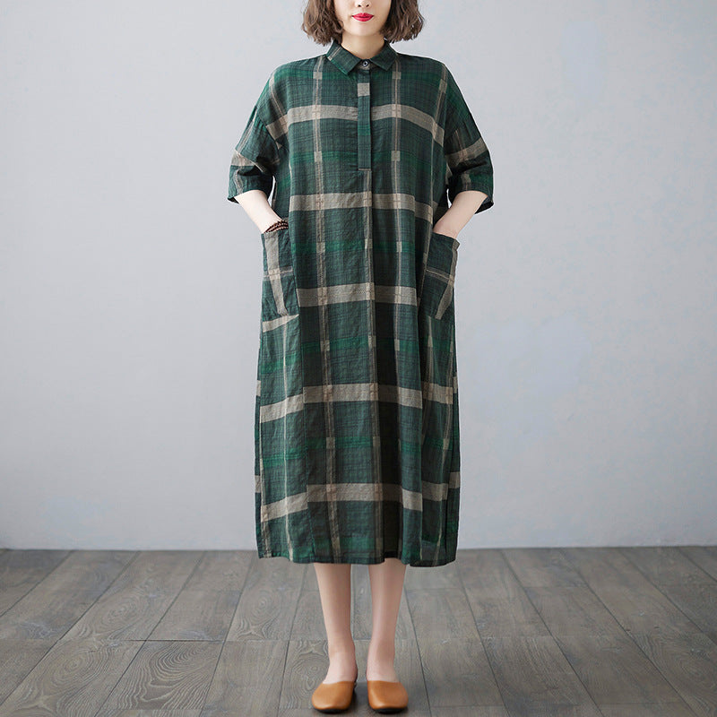 Summer Casual Linen Plus Sizes Midi Dresses-Dresses-JEWELRYSHEOWN