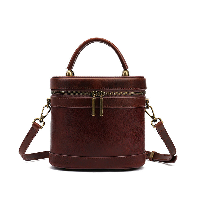 Casual Women Leather Shoulder Bucket Handbags 9182-Handbag & Wallet Accessories-Dark Brown-Free Shipping Leatheretro