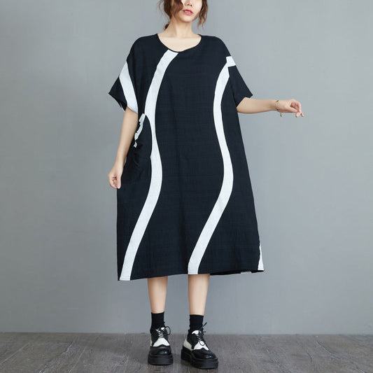 Casual Striped Plus Sizes Women Dresses
