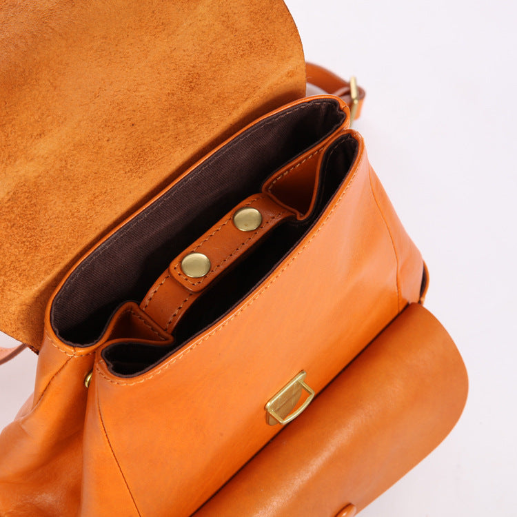 Handmade Vege Tanned Leather Traveling Backpack 6208-Backpacks-Black-Free Shipping Leatheretro