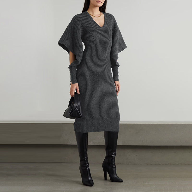 Fashion Designed Midi Length Knitted Dresses