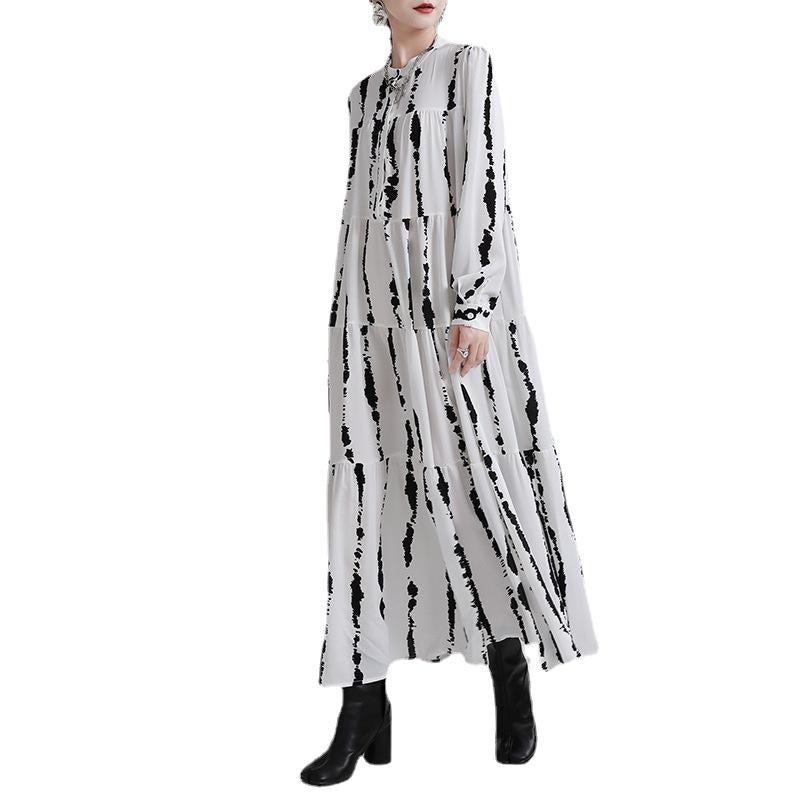 Women Long Sleeves Stand Collor Fall Cozy Dresses-Cozy Dresses-JEWELRYSHEOWN