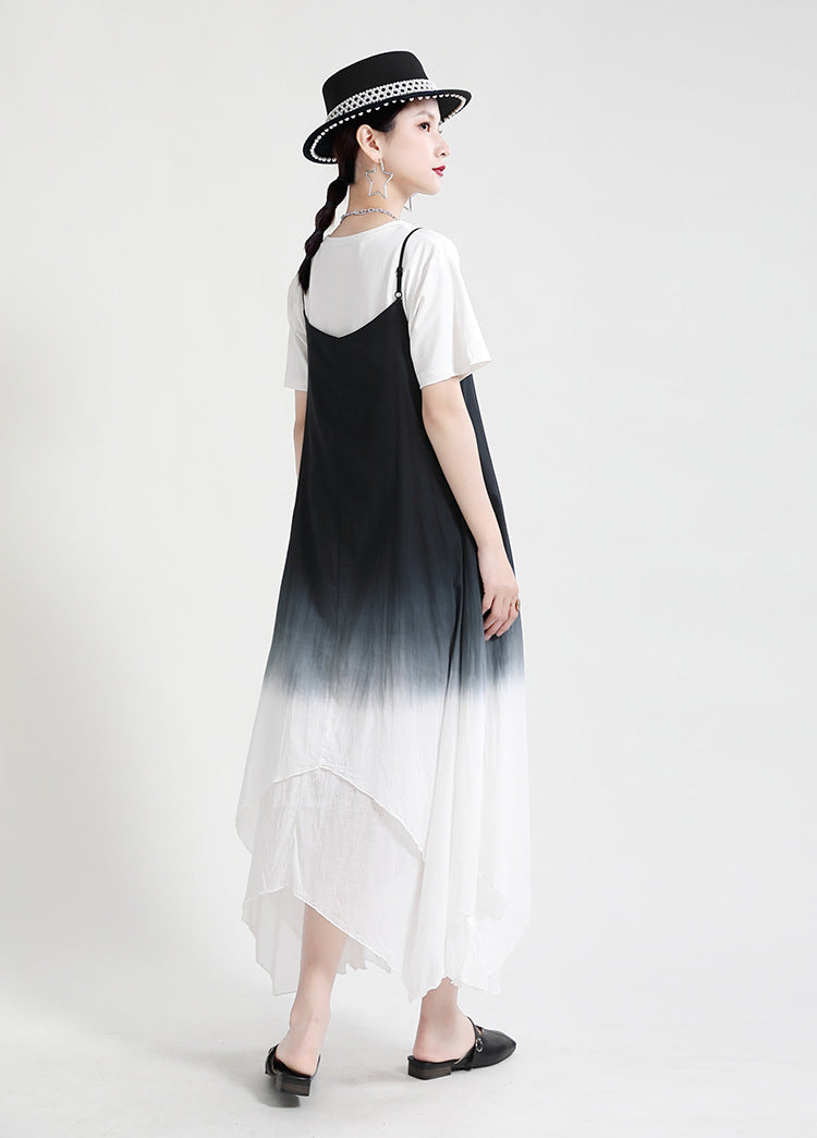 Summer Linen Dyed Irregular Sleeveless Long Dresses
