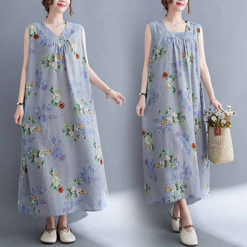 Casual Summer Linen Plus Sizes Sleeveless Dresses