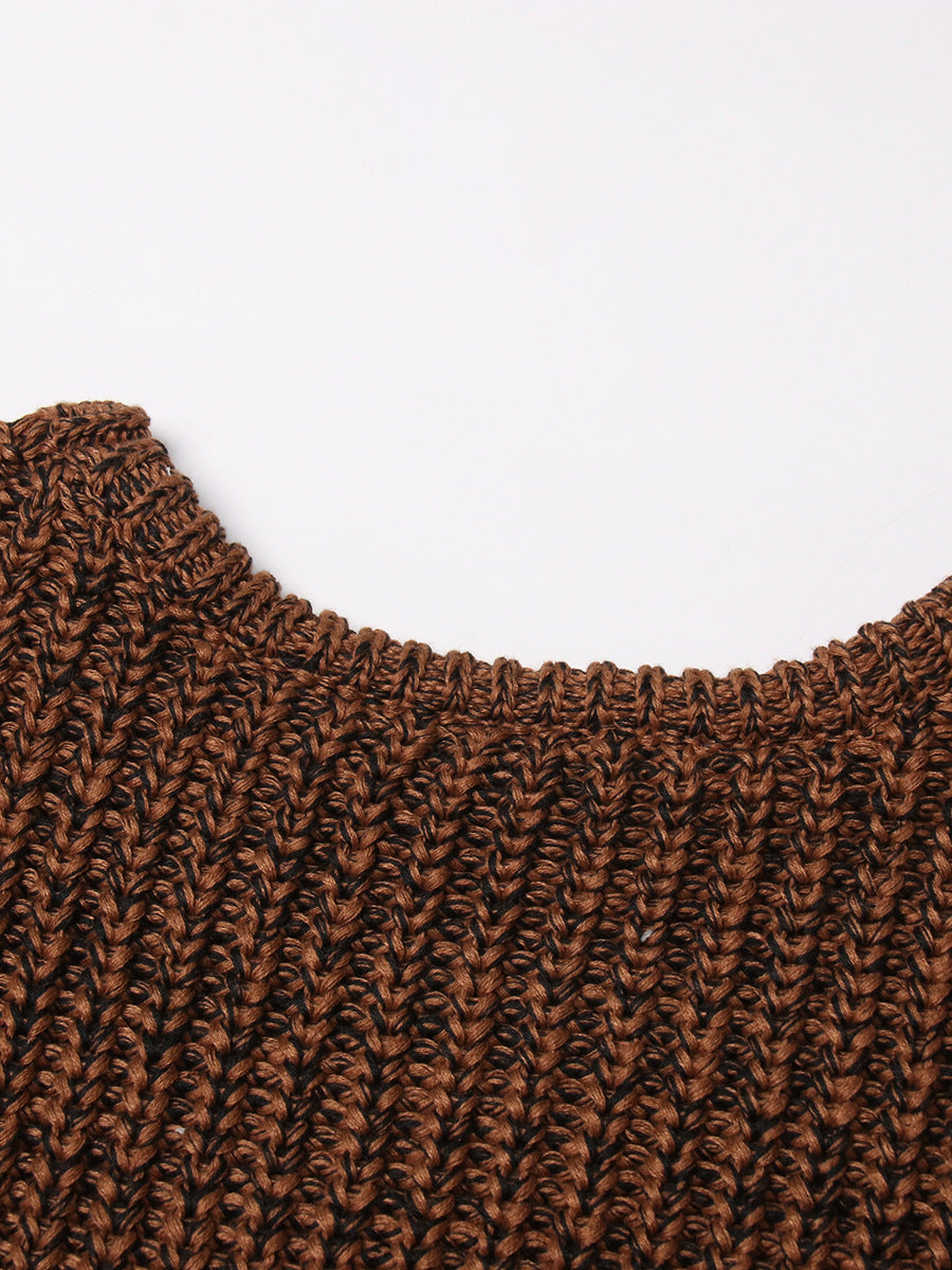 Vintage Brown Knitted Tank Top Vest for Women