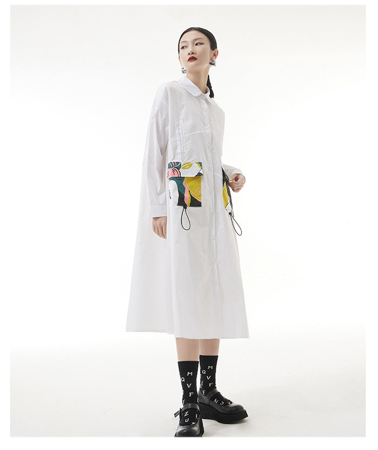Designed Plus Sizes Long Sleeves Midi Shirts Dresses
