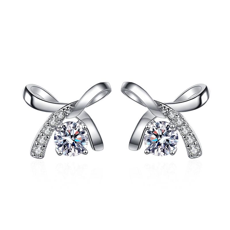 Butterfly Design Moissanite Sterling Sliver Earrings-Earrings-JEWELRYSHEOWN