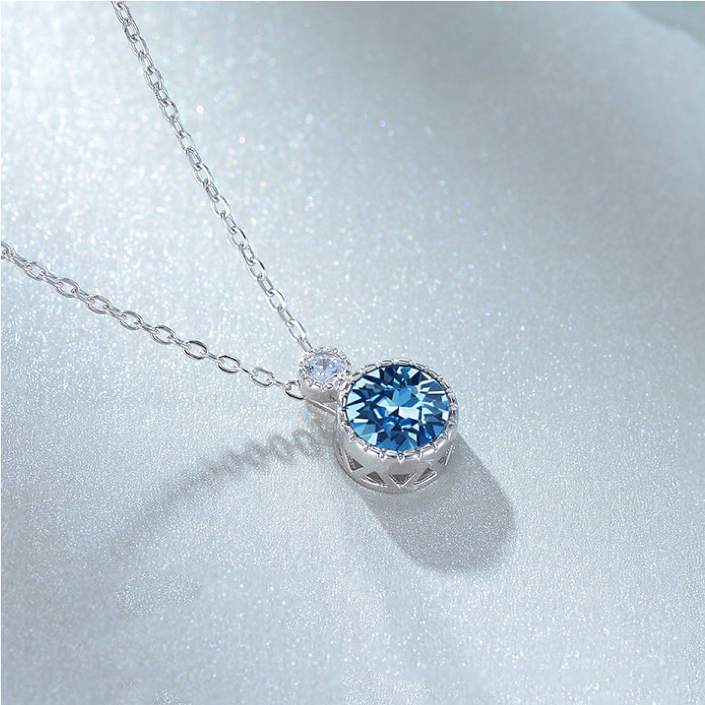 Romantic Crystal Sterling Silver Necklace for Women-Necklaces-JEWELRYSHEOWN