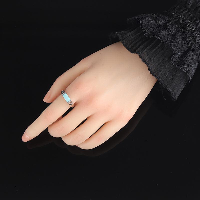Rectangle Design Antique Silver Rings for Women-Rings-JEWELRYSHEOWN