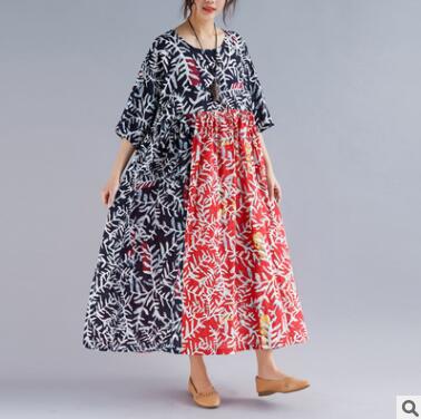 Summer Leaf Print Plus Sizes Cozy Dresses