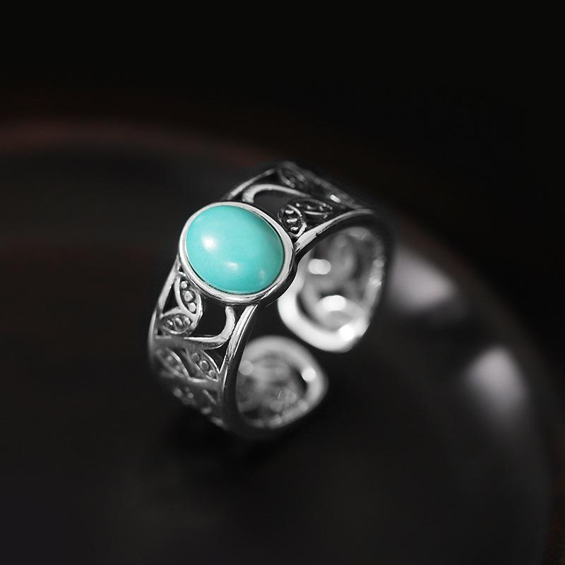 Antique Hollow Out Flower Design Silver Rings for Women-Rings-JEWELRYSHEOWN