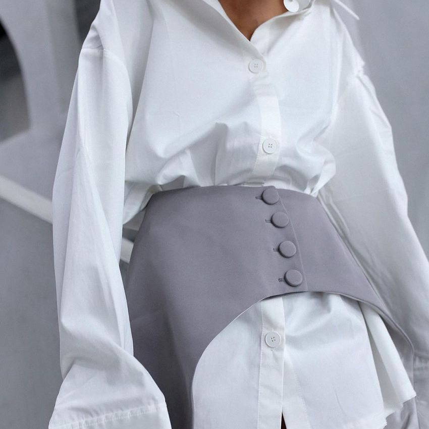 Designed White Long Shirts and Tunic Waist Suits