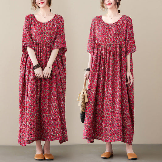 Vintage Red Short Sleeves Plus Sizes Cozy Dresses