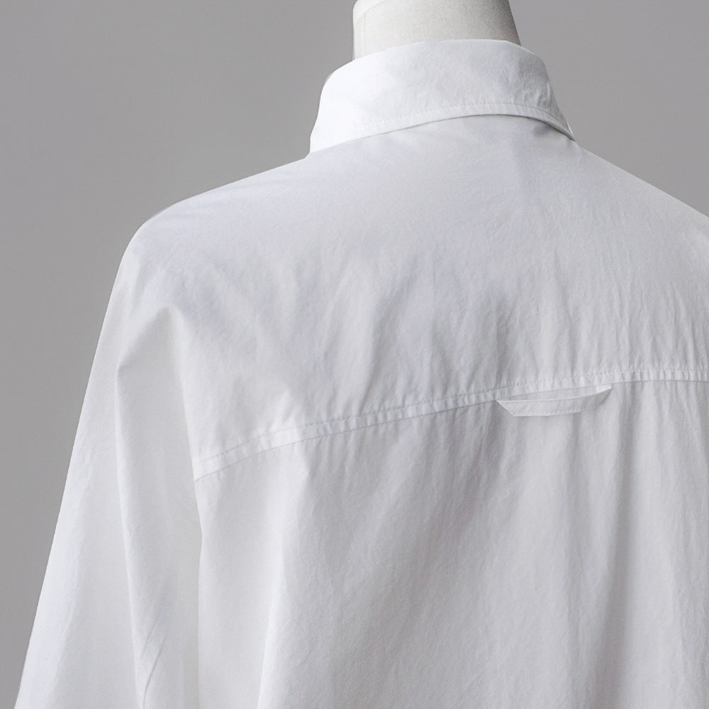 Casual White Midi Length Women Long Sleeves Shirts