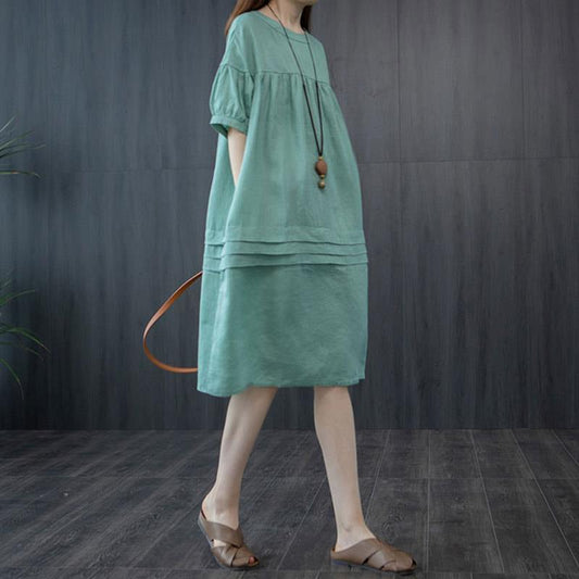 Leisure Linen Summer Plus Sizes A Line Midi Dresses