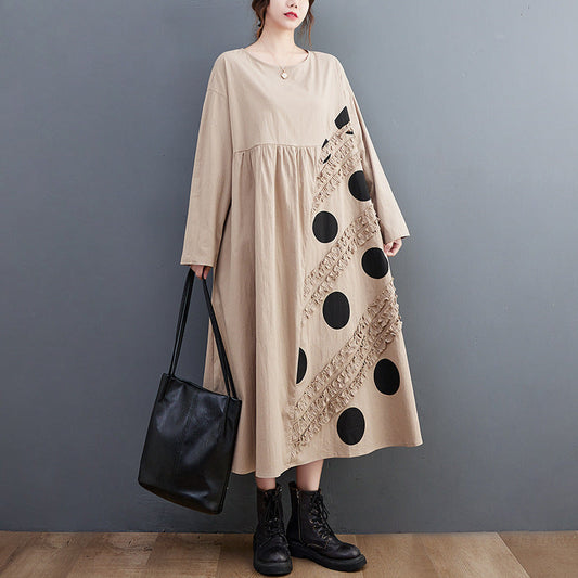 Vintage Dot Print Plus Sizes Long Dresses