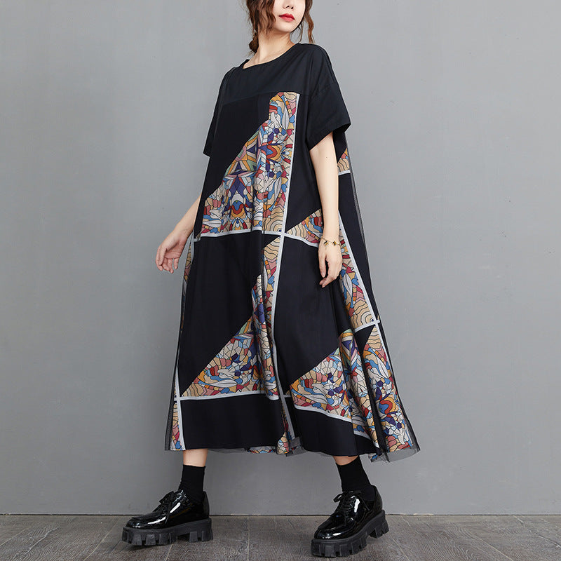 Vintage Geometry Designed Women Long Cozy Dresses