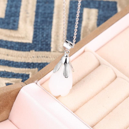 Elegant Serling Sliver Nephrite Necklace for Mother's Gift-JEWELRYSHEOWN