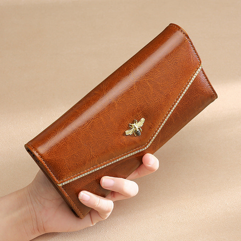 Fashion Cowhide Leather Multi Functional Leather Wallets for Women TP218-Leather Wallets for Women-Brown-Free Shipping Leatheretro