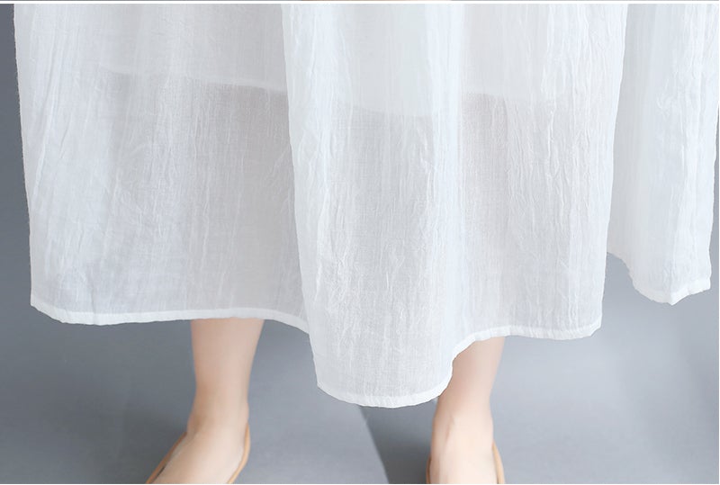 White Casual Summer Long Dresses Sets for Women-Dresses-JEWELRYSHEOWN