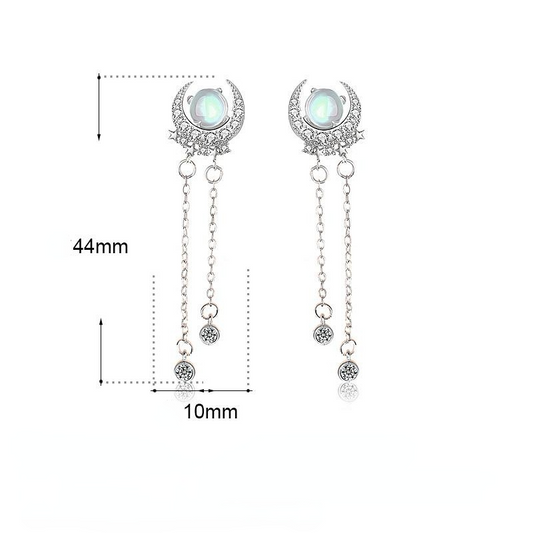 Fashion Moon&star Design Sliver Earring-Earrings-JEWELRYSHEOWN