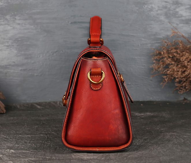 Vintage Leather Tote Handbags for Women 1199-Leather Bags for Women-Orange-Free Shipping Leatheretro