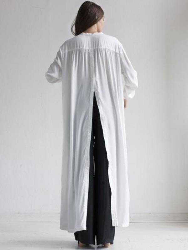 Solid Lapel Long Shirt Dress-Maxi Dress-JEWELRYSHEOWN