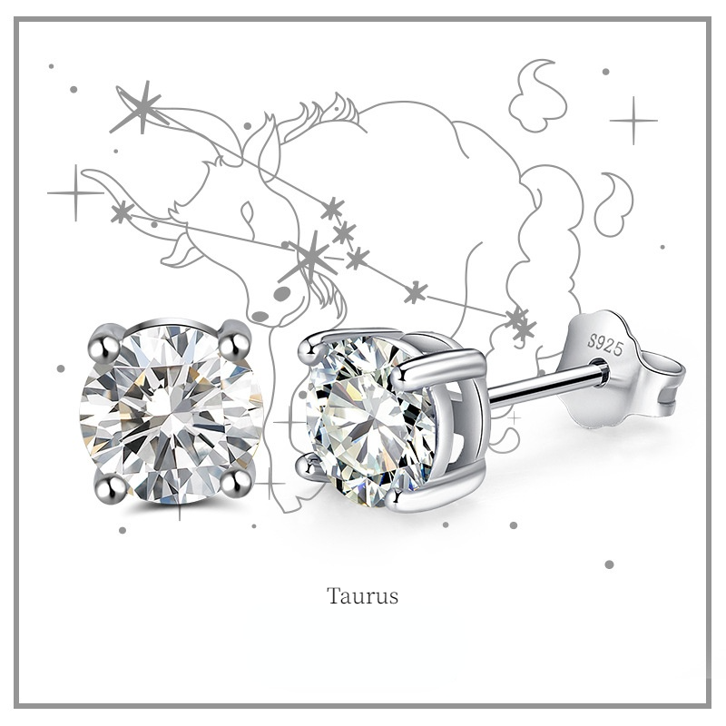 Fashion Sterling Silver Twelve Constellation Earring Studs-Earrings-JEWELRYSHEOWN