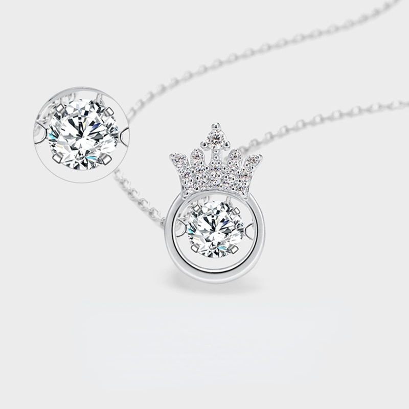 Crown Design Zircon Sterling Sliver Necklace-Necklaces-JEWELRYSHEOWN