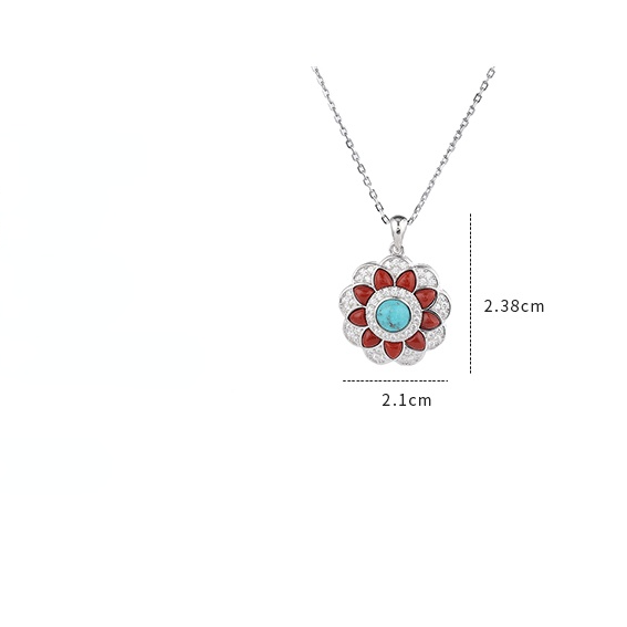 Fashion Sterling Silver Turquoise Agate Necklace for Women-Necklaces-JEWELRYSHEOWN