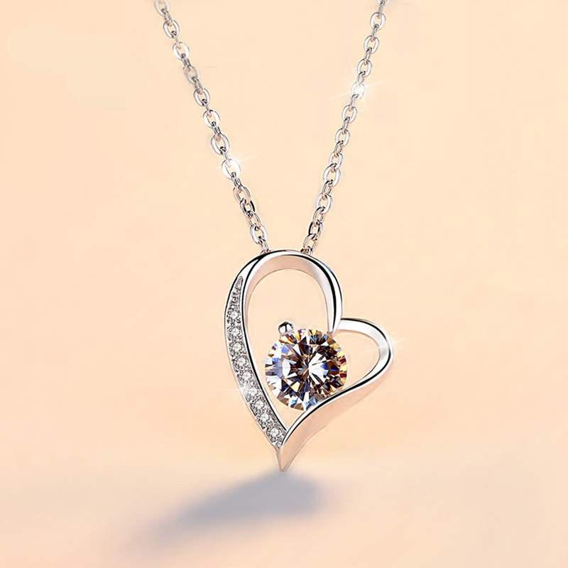 Fall In Love At First Sight Zircon Sterling Sliver Necklace-Necklaces-JEWELRYSHEOWN