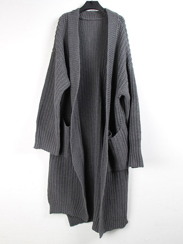 Hot Selling Gray Loose Knitting Long Cardigan Outwear-GRAY-FREE SIZE-Free Shipping at meselling99