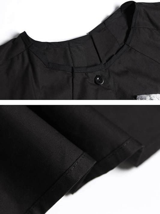 Black Oversize Asymmetric Stars Dress-Maxi Dresses-JEWELRYSHEOWN