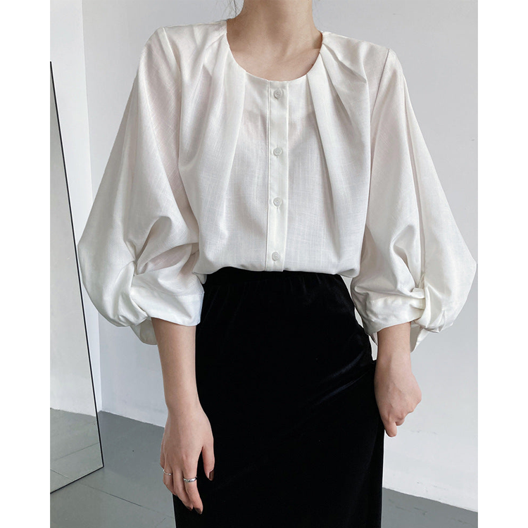 Elegant Linen Women Long Sleeves Blouses Shirts-Shirts & Tops-JEWELRYSHEOWN